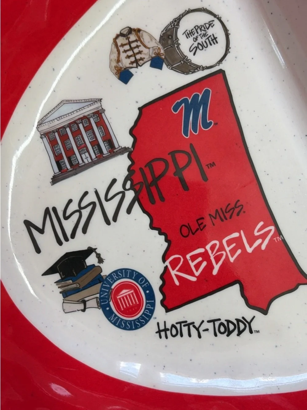 Magnolia Lane Ole Miss Rebels Two-Section Melamine Platter Hotty Toddy Tailgate